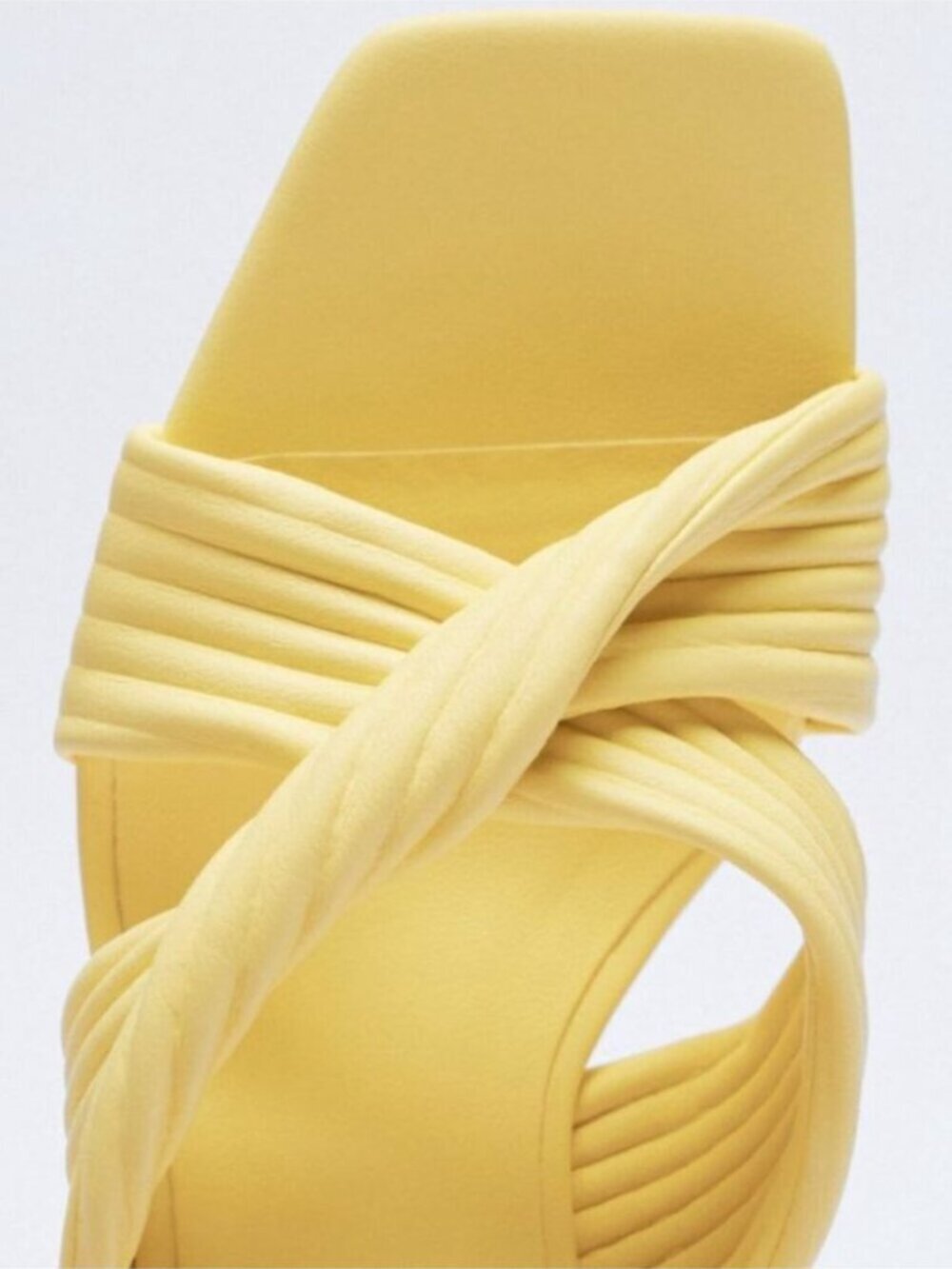 Zara Pleated Strap Heeled Sandals Heel Light Yellow Size 38/7 - Picture 3 of 13